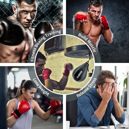 Grey Boxing Speed Bag - PU Leather Reflex Punching Ball for MMA & Training