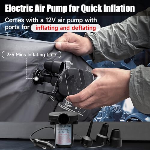 DikaSun Dark Black Car Air Mattress for SUV & Truck Camping, Inflatable Bed with Pump & Pillows
