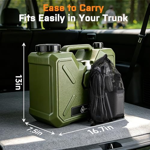 Green Portable Camping Shower Kit with 5-Gallon Water Jug & Electric Pump
