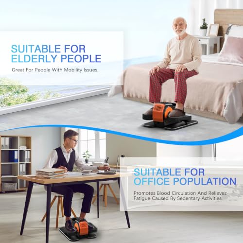 DUREXO Orange Under Desk Elliptical with Remote Control & 12 Speeds – Portable Leg Exerciser for Seniors & Office Use