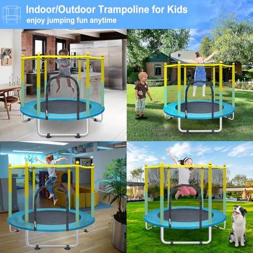 55-Inch Indoor & Outdoor Kids Trampoline - Safe Toddler Jumping Play