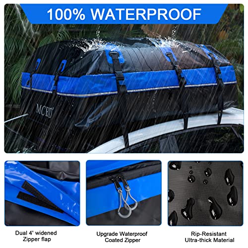 Blue 21 Cu Ft Waterproof Car Roof Cargo Bag with Straps & Hooks