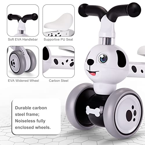 Baby Balance Bike Toys for 1 Year Old Dalmation Variation - Toddler Riding Toy with Silent Wheels