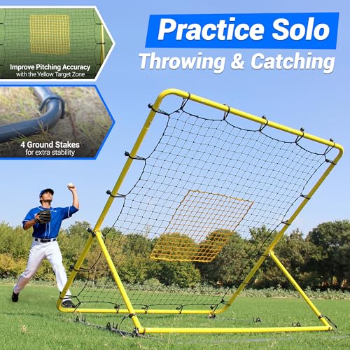 Heavy Duty Baseball & Softball Rebounder Net 4 x 4.5 ft Fielding Trainer, Weather-Resistant