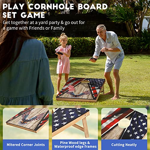 OLYMSOLD 4x2FT USA Eagle Cornhole Set - Regulation Outdoor Bean Bag Toss Game