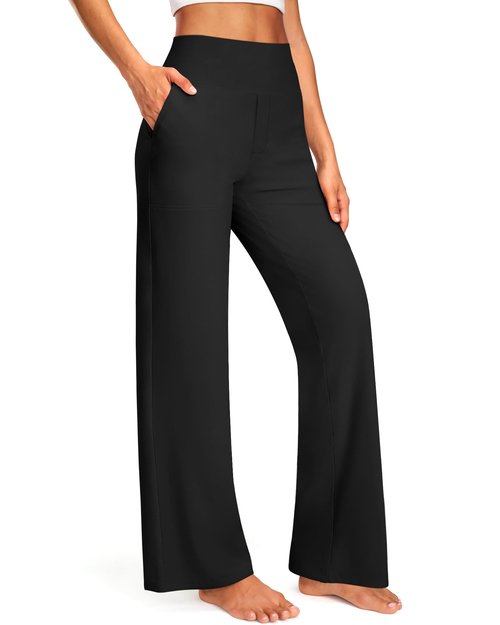 Blue Breath Yoga Pants Women Wide Leg Pants with Pockets High Waist Stretch Dress Casual Sweatpants Petite/Regular/Tall
