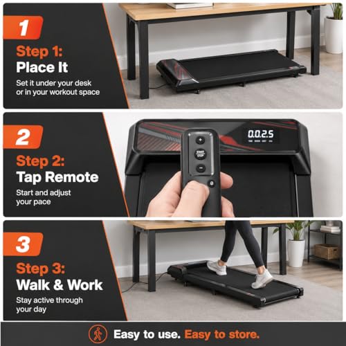 Walking Pad Treadmill with 8% Incline, 2.5HP Quiet Portable Under Desk Exercise Machine