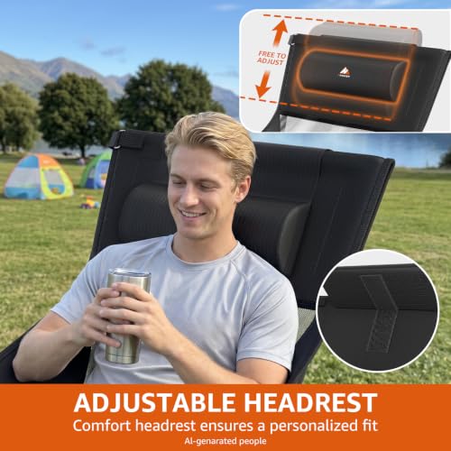HAAGEEP Black Portable Folding Rocking Camping Chair for Adults