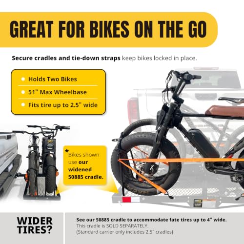 MAXXHAUL 50641 60in x 20in 500lb Capacity Hitch Mount Cargo Carrier & Bike Rack, Fits 2.25-3.25in Tires