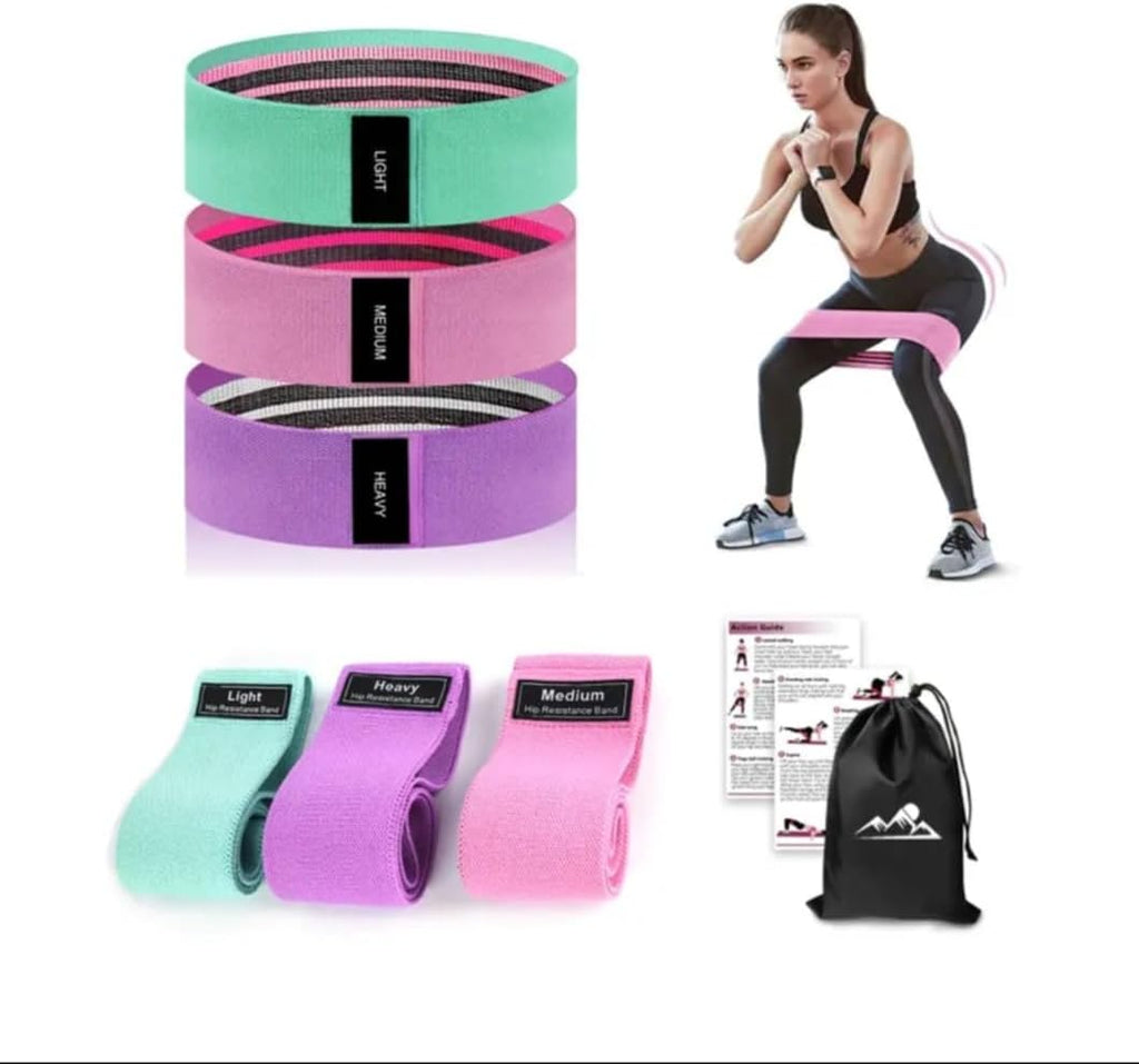 Skiennix Resistance Bands - Fabric Stretch Bands for Legs & Glutes | 3 Resistance Levels for Yoga & Pilates
