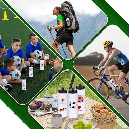 Soccer Water Bottles Set - 12pcs 20oz with 300 Stickers, Sports Drink Bottles