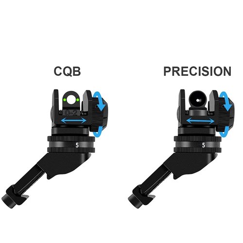 HWZ Front and Rear 45 Degree Offset BUIS Backup Fiber Optics Iron Sight Set for Picatinny 20mm werver (Black)