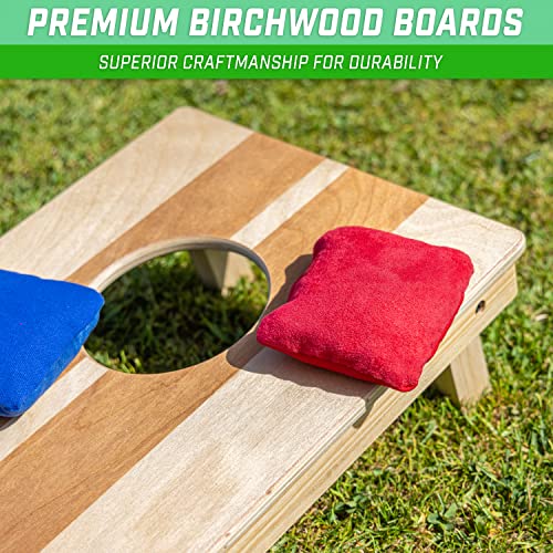 Portable Cornhole Game Set - 2ft x 1ft Wooden Boards with Carry Backpack & Mini Bean Bags