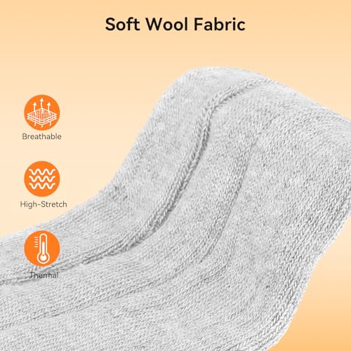 Large Grey Heated Socks for Men & Women with 3 Heat Levels, Up to 10 Hours Battery-Powered Warmth