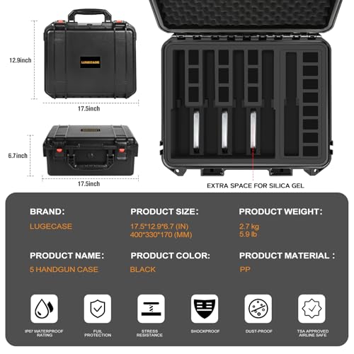 5 Pistol & 23 Magazine Gun Case – Modular Hard Case for Handguns & Storage