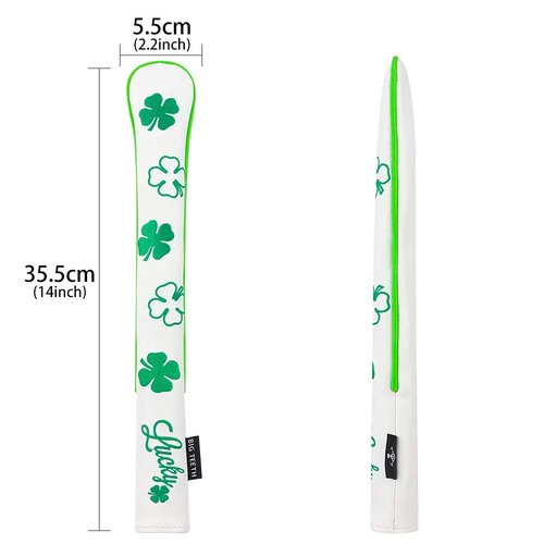 Golf Alignment Stick Covers Training Aid Case Holds 2 Sticks Lucky Clover Pattern (White)