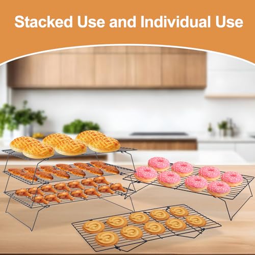Black 16x10 Inch 3-Tier Cooling Rack for Baking and Cooking