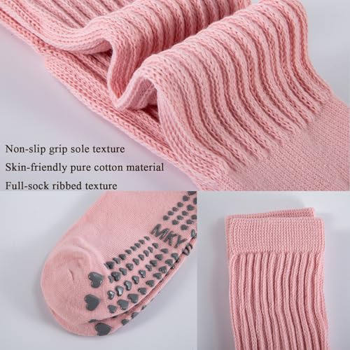 Pilates Socks with Grips for Women - Yoga Barre Slouch Scrunch Socks - White, Black, Khaki, Gray, Pink, Beige - Variation 2