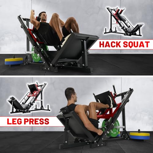 RitFit Red Leg Press & Hack Squat Machine with Linear Bearings, 1200LB Capacity