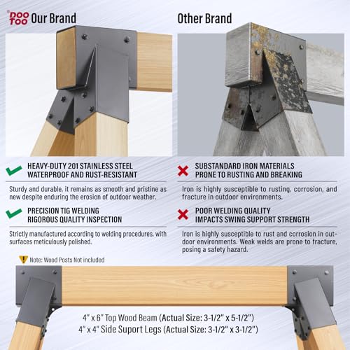 Green A-Frame Swing Set Brackets Kit for 4x6 Top Beam & 4x4 Legs - Heavy Duty Stainless Steel