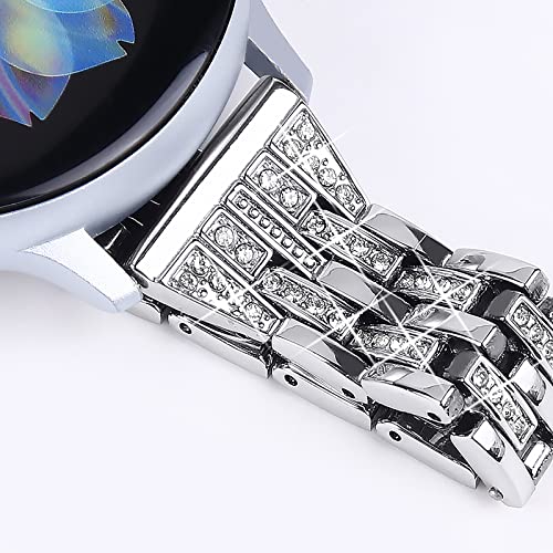JOYOZY Silver Watch Band for Galaxy Watch 6/5/4/FE/7 40mm/44mm/Classic 42mm/43mm/46mm/47mm & Garmin Vivoactive 3