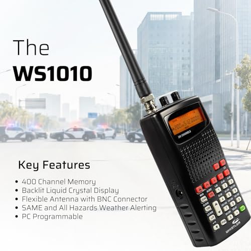 Whistler WS1010 Handheld Analog Scanner – 400 Channels, Weather Alerts, Spectrum Sweeper, PC Programmable