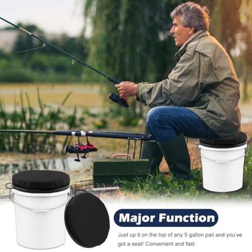 Black 5 Gallon Bucket Seat with 360-Degree Swivel and Waterproof Cover
