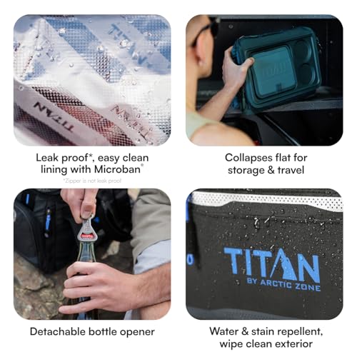 18 Can Collapsible Cooler Bag with Ice Pack & Bottle Opener - Cobalt Carbon Black