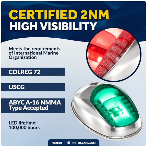 Boat Navigation Lights LED Bow Lights Red and Green Waterproof 12V USCG Certified