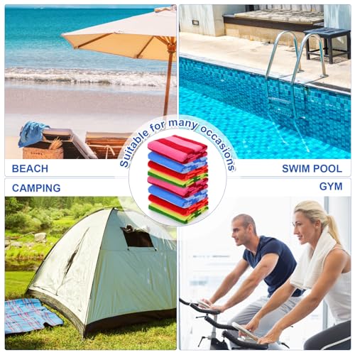 Redbaker Oversized Beach Towels Bulk Set 72x36 Inches Retro Color Vertical Stripe Microfiber Quick Dry for Women Men Adults
