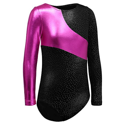 Girls Long Sleeve Gymnastics Leotard Outfit - Black, 5-6 Years