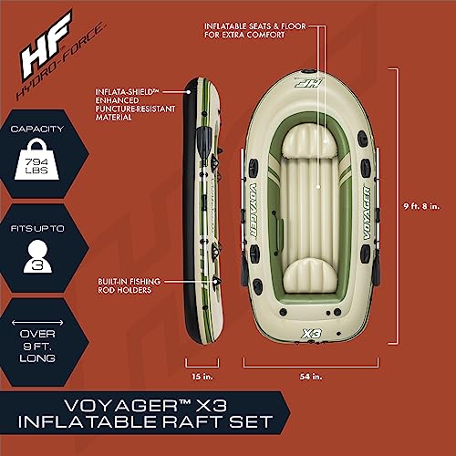 Inflatable Raft Set for 3 People - 9'8" x 54" with Oars & Pump - Bestway