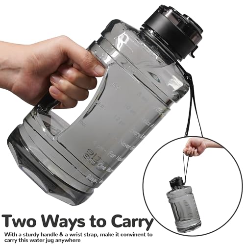 74oz Water Bottle with Motivational Time Marker, Large Hydration Jug - Clear