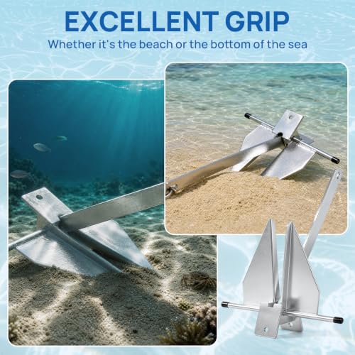8 lb Galvanized Danforth Boat Anchor Kit for 16-26 FT Boats