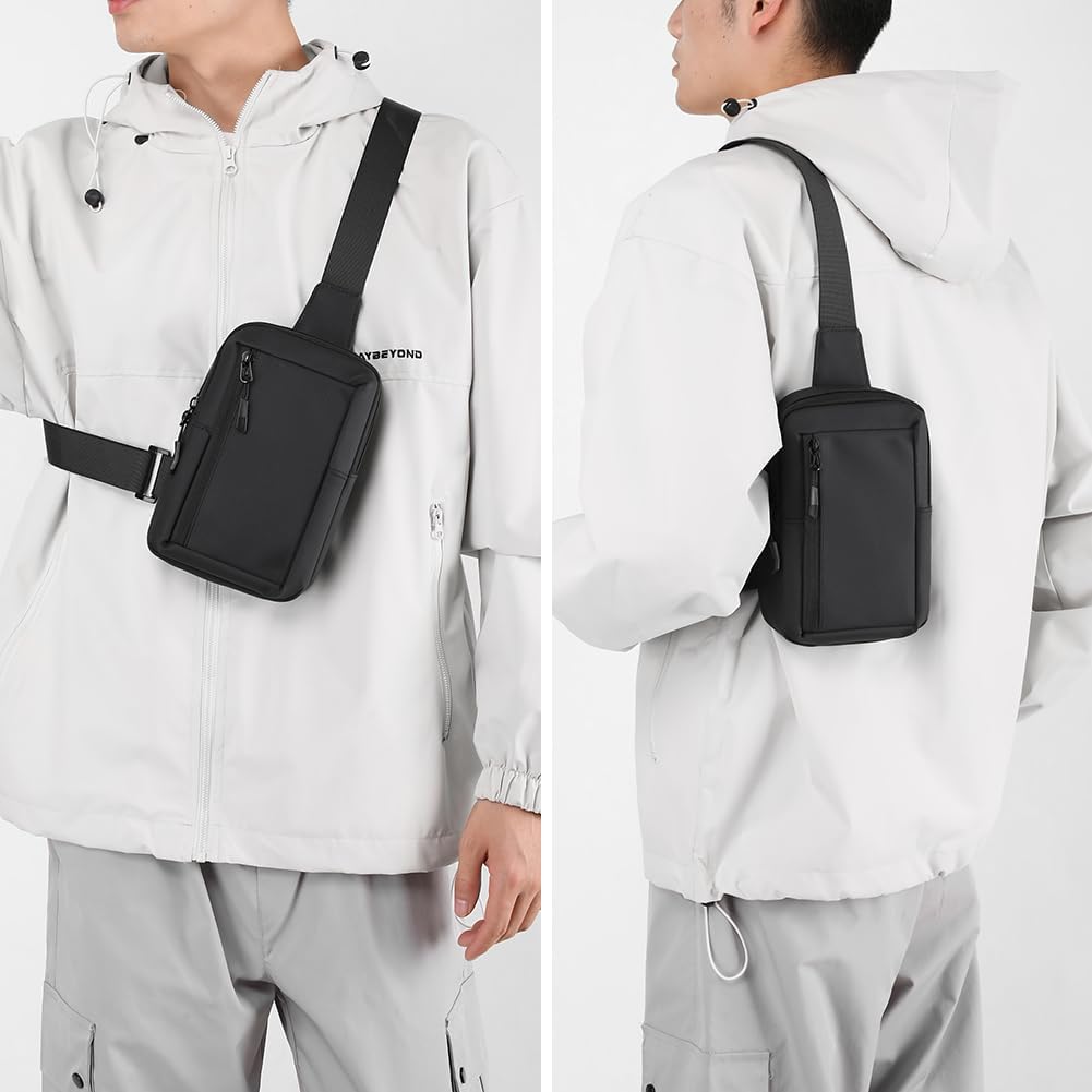 Skiennix Crossbody Bag - Trendy Black Sling Fanny Pack for Men & Women | Perfect for Workout & Running