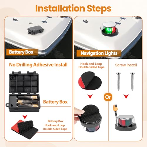 Boat Navigation Light with Red/Green LEDs, Dimmable & Timer, Waterproof Marine Safety Light