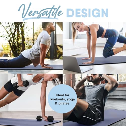 MICRODRY Deluxe Blue Yoga Mat 26x72 Inches Extra Thick Non-Slip for Home & Gym