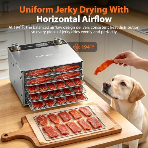Food Dehydrator with 5 Stainless Steel Trays - Adjustable Temp 194°F - Empculd - Variation of THIS listing