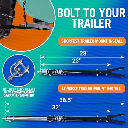 Adjustable Outboard Motor Transom Saver Support Bar - Heavy Duty Marine Grade