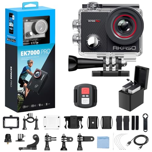 AKASO EK7000 Pro Action Camera 4K30fps Waterproof 131ft Touch Screen with Helmet Kit (Standard)