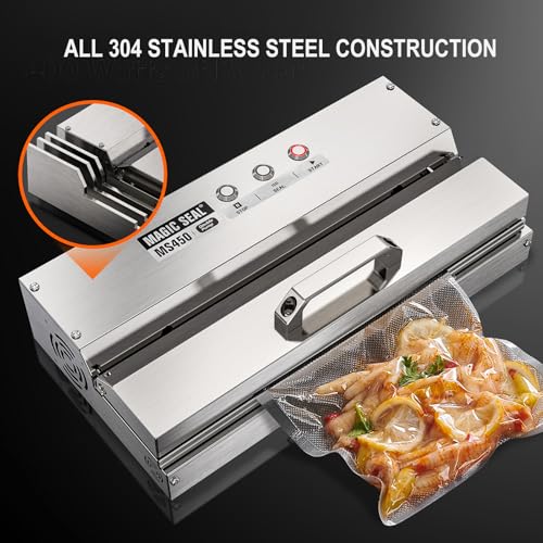 16-Inch Commercial Vacuum Sealer with Stainless Steel Construction, Automatic Food Packaging Machine
