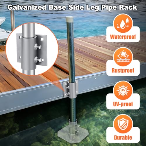 6 Pack Heavy Duty Dock Side Leg Pipe Holders - Galvanized Steel for Floating Docks