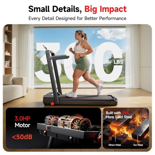 RHYTHM FUN Incline Walking Pad Treadmill with Handle Bar, 37.4" Belt, Black Red