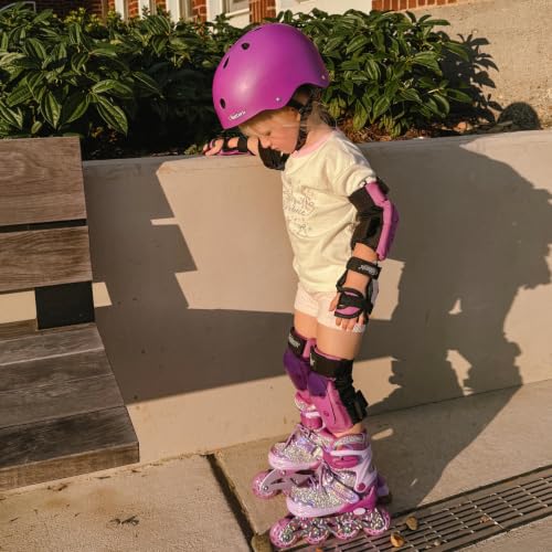 Nattork Adjustable Inline Skates for Girls - Dream Purple, Light Up Wheels, Size 1-4