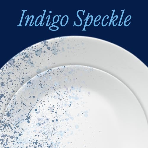 Corelle Vitrelle 18-Piece Dinnerware Set for 6 Indigo Speckle - Chip Resistant Lightweight Plates & Bowls