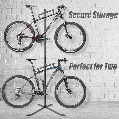 2 Bike Bicycle Floor Storage Stand - Vertical Garage or Apartment Rack