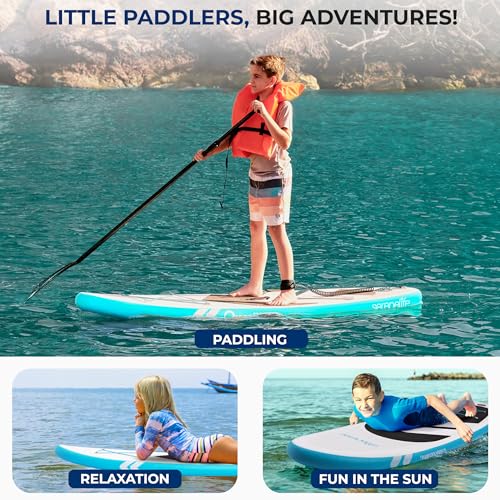 Kids Inflatable Stand Up Paddle Board - 7'9" SUP for Youth with Blue Variation, Adjustable Paddle & Backpack