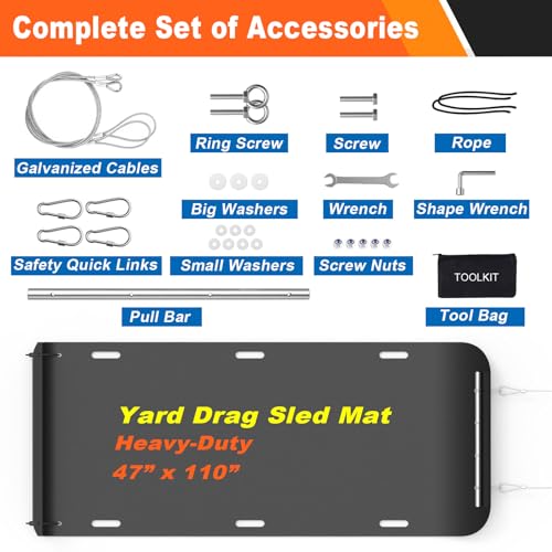 Bayattoo 110x47 Inch Heavy Duty Drag Sled for Hunting & Construction, 2500 lbs Capacity