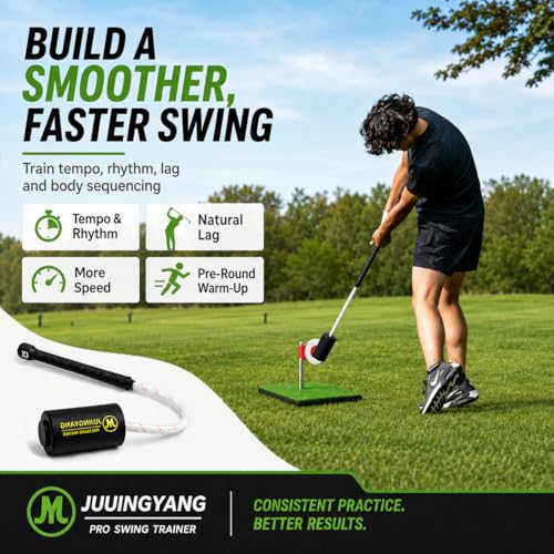Golf Rope Swing Trainer with Rotating Target - Improve Tempo Speed & Strength