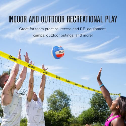 Baden Official Size Soft Synthetic Volleyballs Set with Pump - 6 Pack for Indoor & Outdoor Play